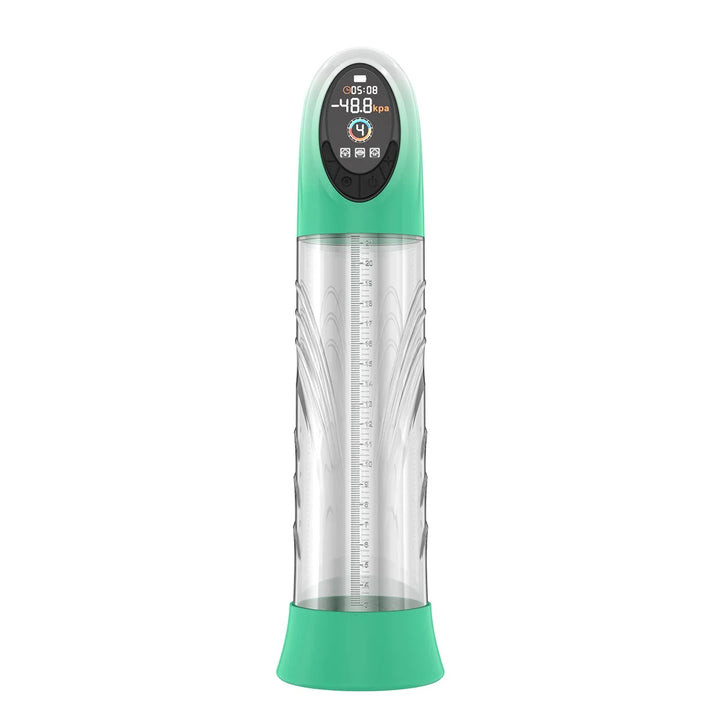 Water penis pump with transparent cylinder and electric LCD screen
