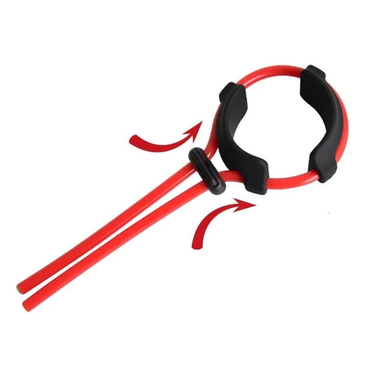 An image showing how to adjust the clasp upward to tighten the cock ring