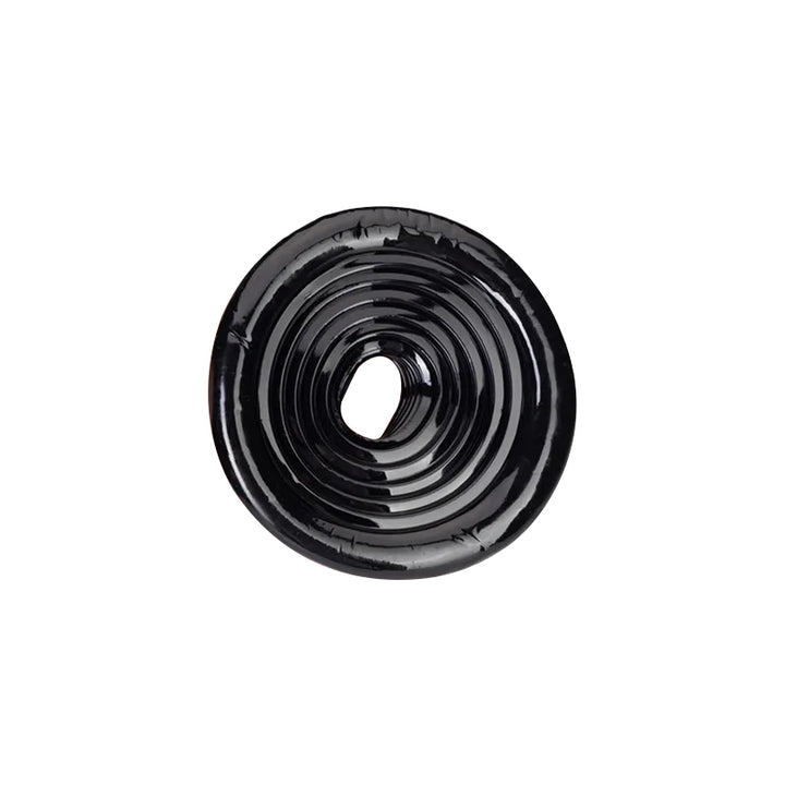 An image of a black vacuum pump cylinder cover made of silicone with a ribbed texture for extra comfort and seal on a white background