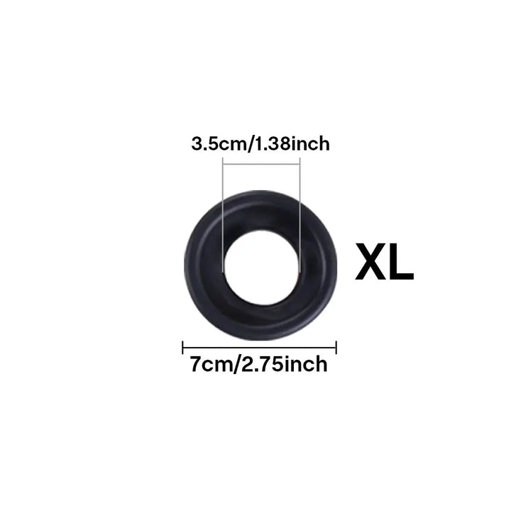 An image showing the extra large or XL size of the thin flexible silicone sleeve cover with an internal hole diameter of 1.38" inches and external width of 2.75" inches