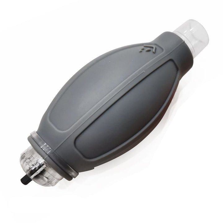 A gray hand pump made of rubber silicone