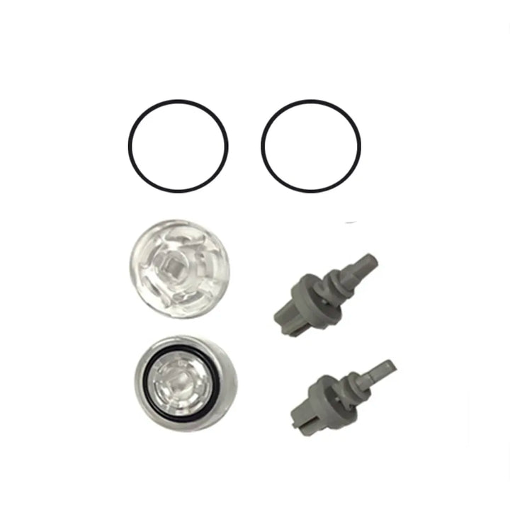 Six total water penis pump valve components comprising the toggle switches, connectors, and rubber seals.