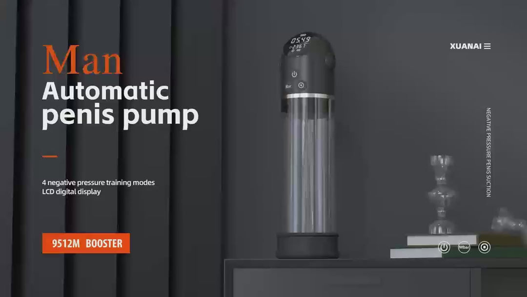 A product video showcasing the electric air penis pump series E and its functionality, power, and dimensions