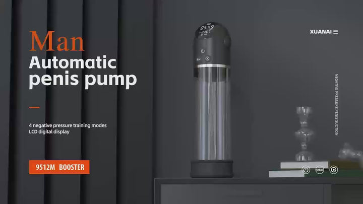 A product video showcasing the electric air penis pump series E and its functionality, power, and dimensions