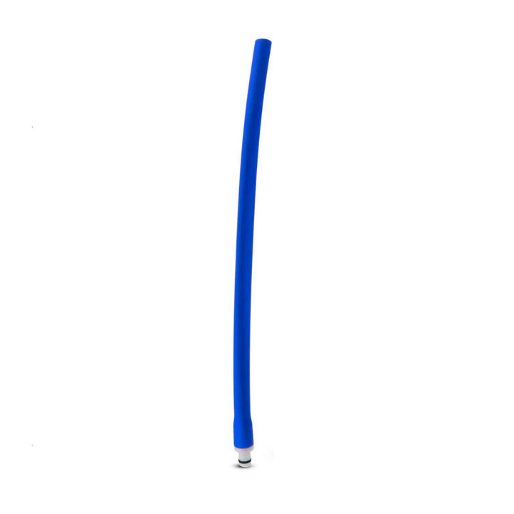 Blue premium penis pump hose made of silicone with one white male connector valve to connect to the cylinder