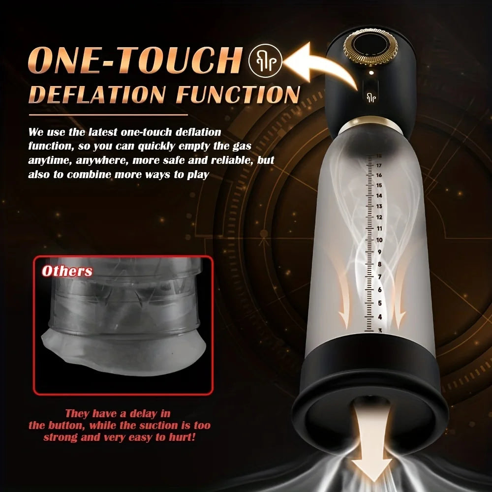 This image shows the safety one touch deflation button of the electric air penis pump series B