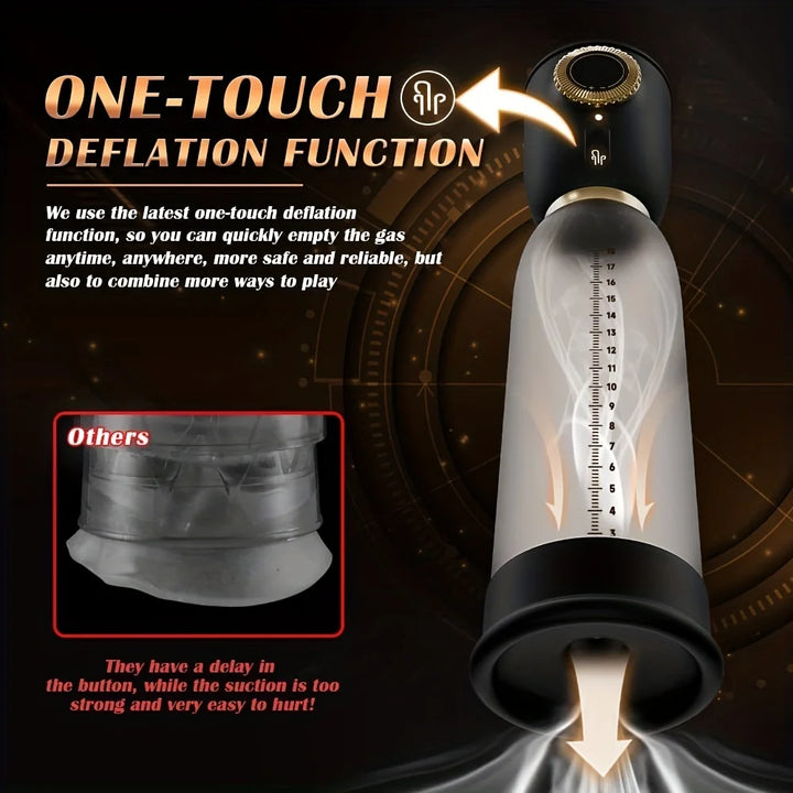 This image shows the safety one touch deflation button of the electric air penis pump series B