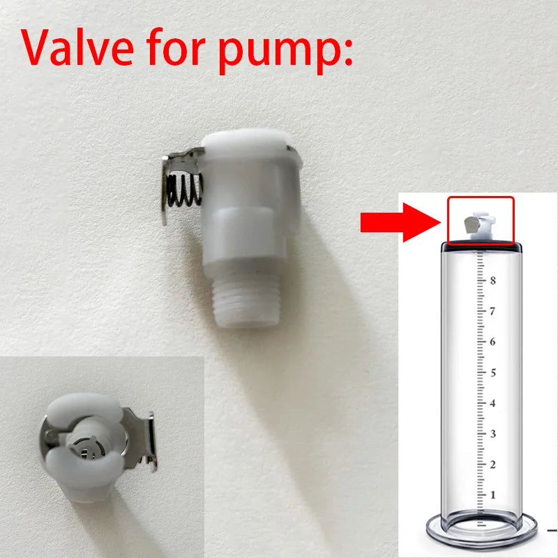 A diagram showing the female valve for a pump attached to the cylinder with a red valve pointing at it.