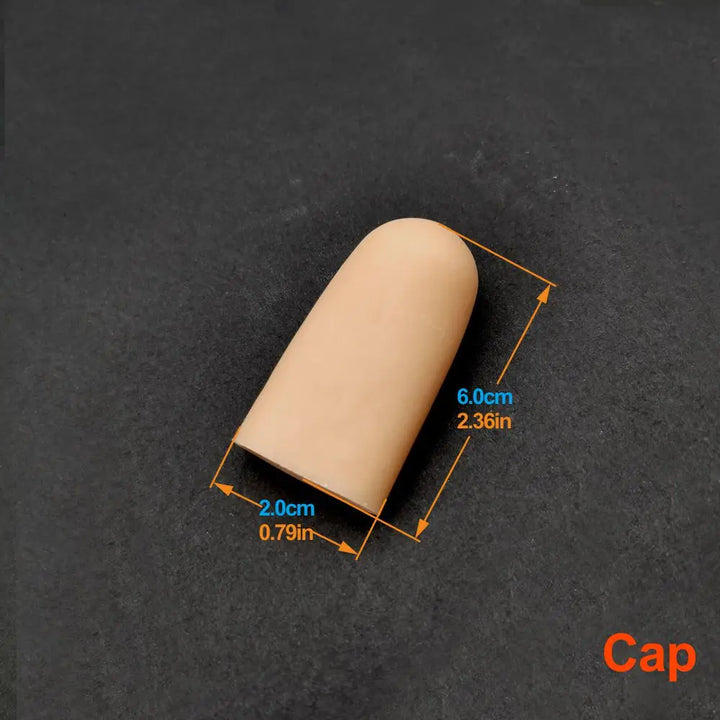 This image shows a flesh skin colored glans cap measuring 2.36" inches in length and 0.79" inches in diameter