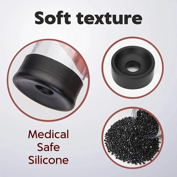 This image shows different angles of the black, medical safe silicone sleeve