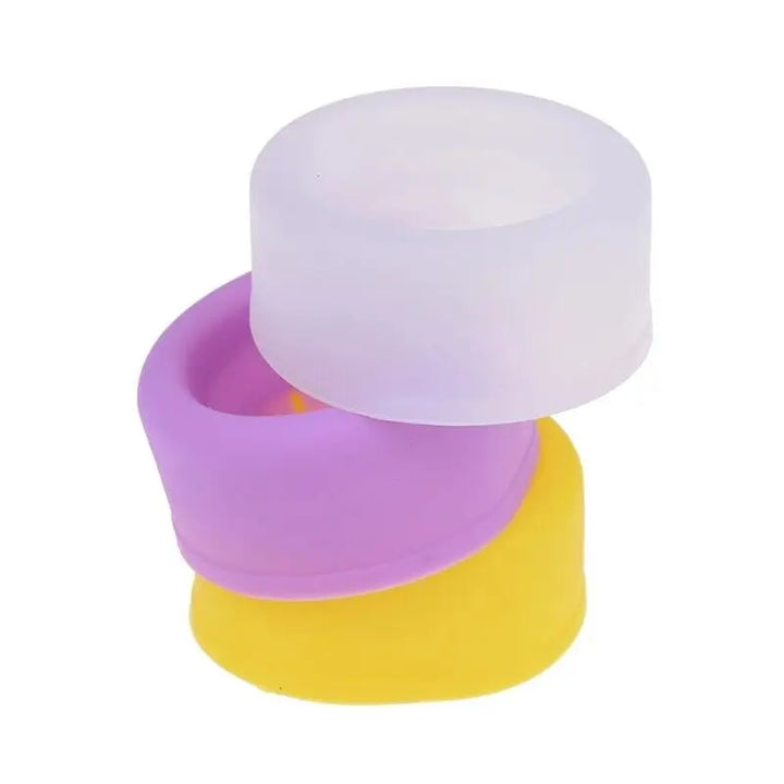 An image of the three different sizes and colors of the narrow-opening sleeve cover stacked on top of each other