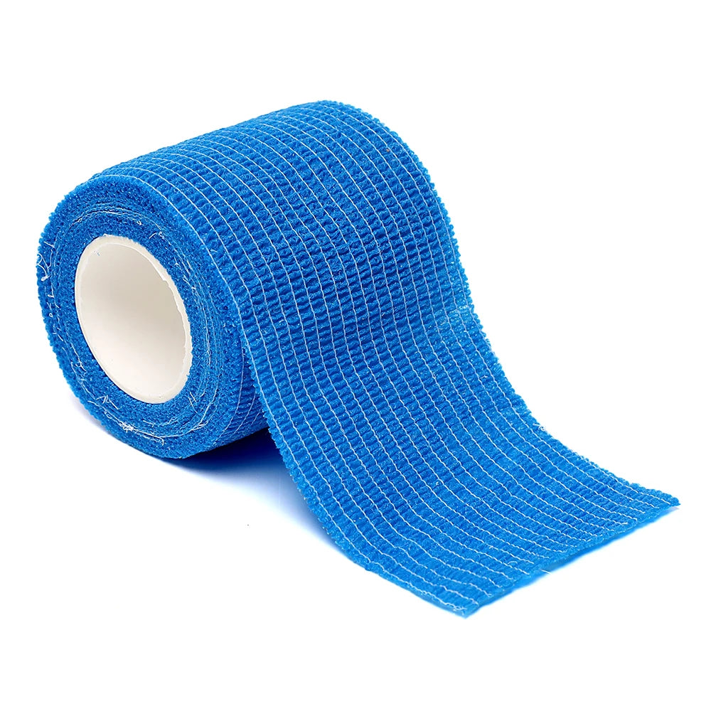 Image of blue colored athletic wrap roll for penis wrapping