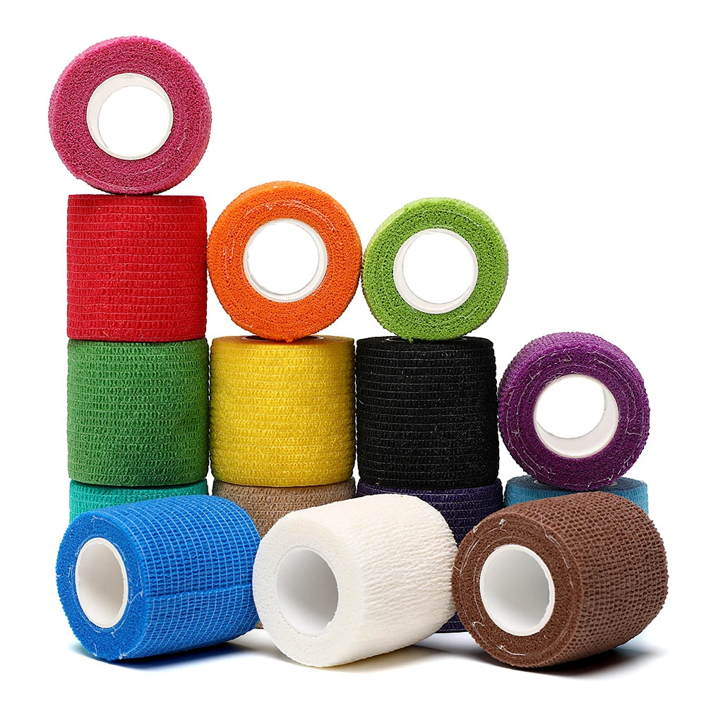 An image showing multiple rolls of athletic wrap in different colors