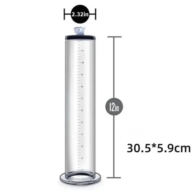 A product image of a large 12" length by 2.32" inch diameter vacuum cylinder