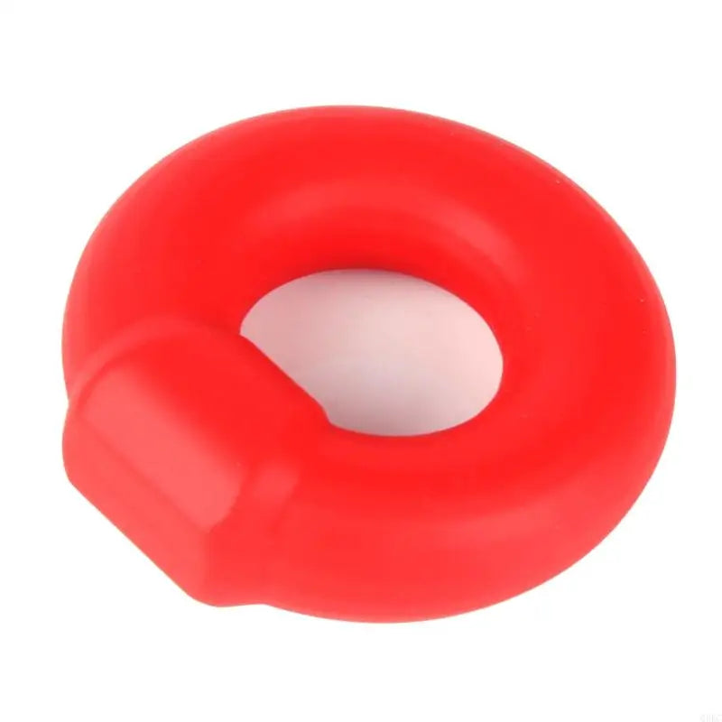Red silicone rubber constriction ring with thick tube on a white background