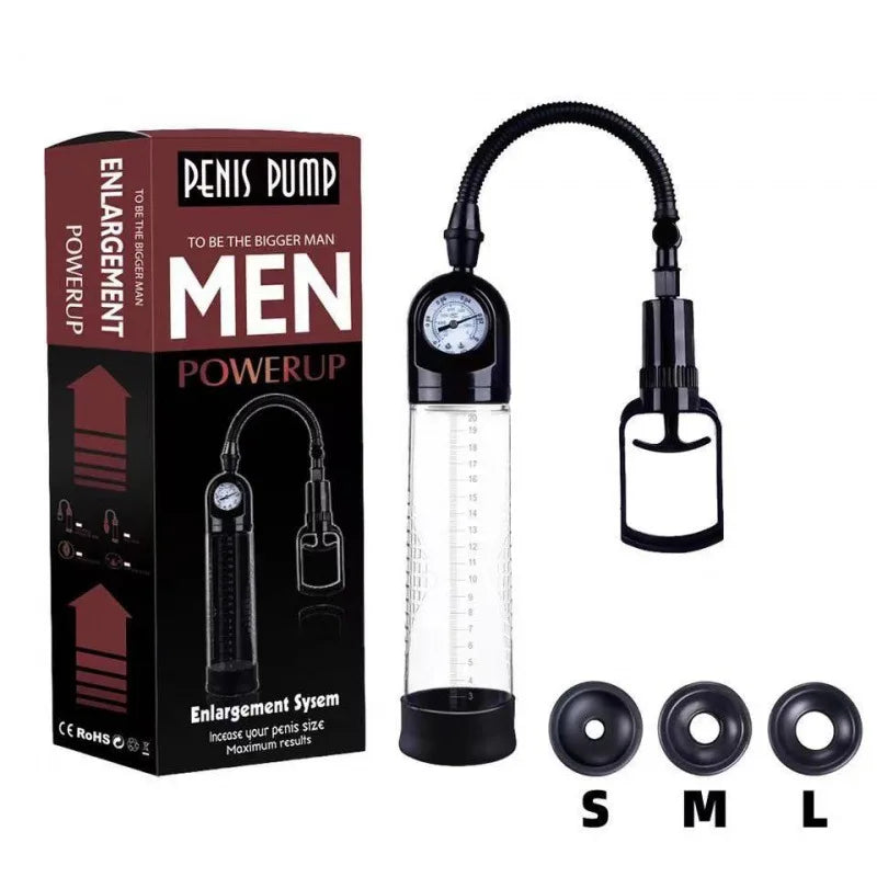 Starter Manual-Handle Penis Pump with Pressure Gauge
