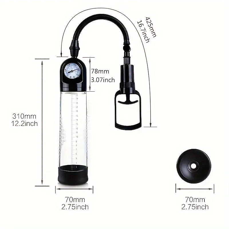 Starter Manual-Handle Penis Pump with Pressure Gauge
