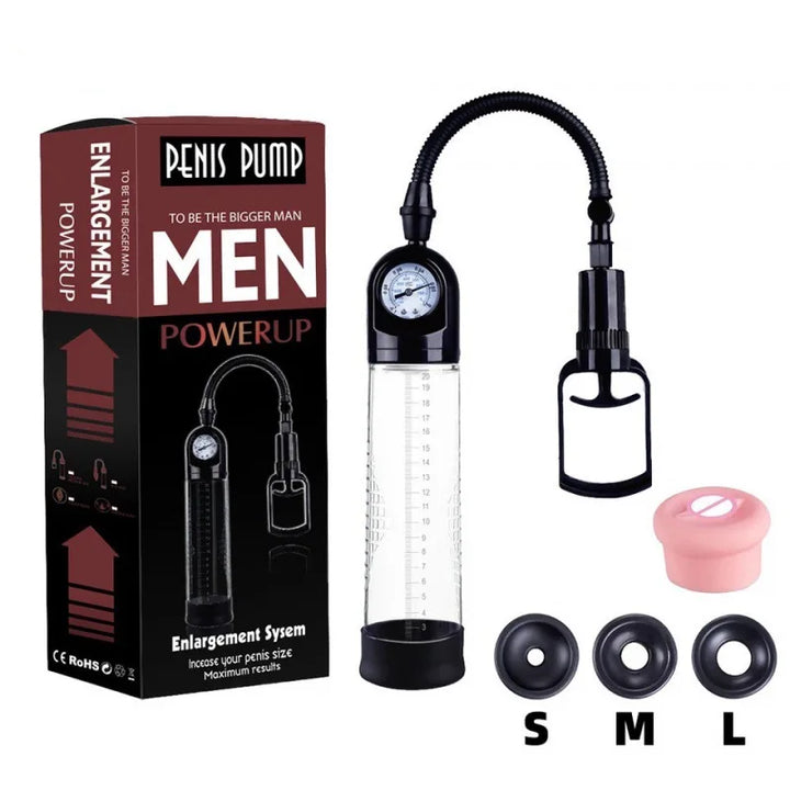 Starter Manual-Handle Penis Pump with Pressure Gauge