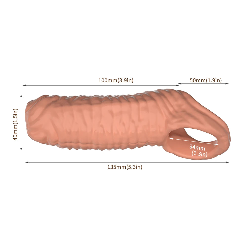 5.3" Closed-Tip Silicone Penis Sleeve