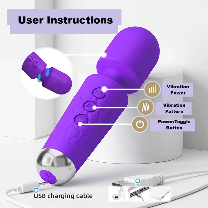Vibrating Ergonomic Massager Baton with Round Head