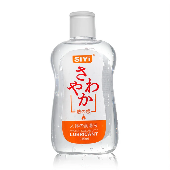 Bottle of personal lubricant with warming function and 'SIYI' branding on a white background